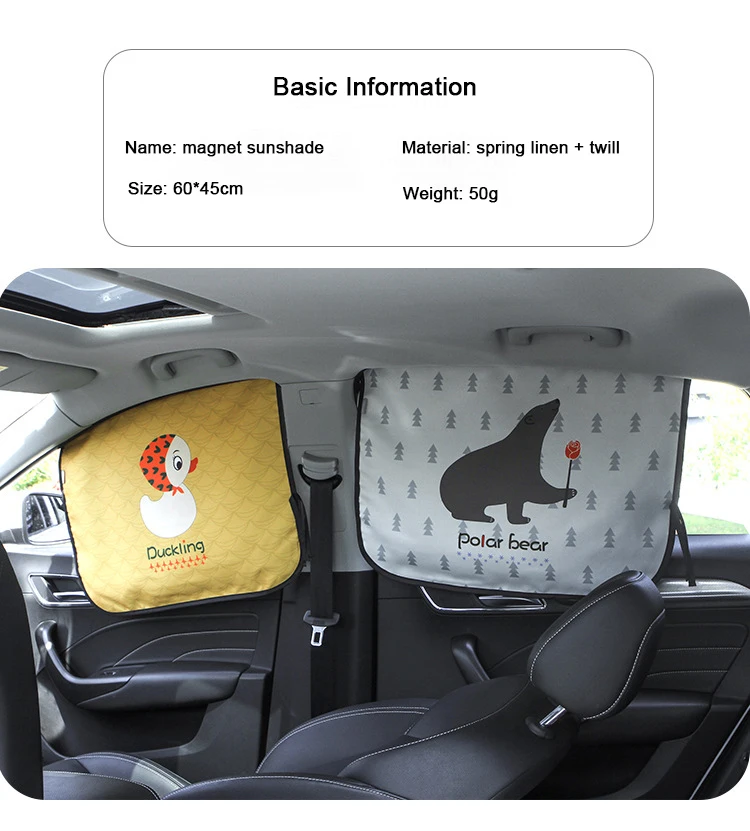 Cortina magnética en coche mostrando diseño de dibujos animados