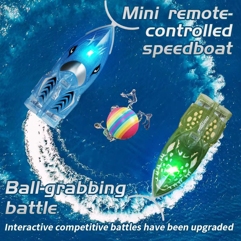 Barco RC teledirigido acuático con luz LED y velocidad para niños - imagen 4