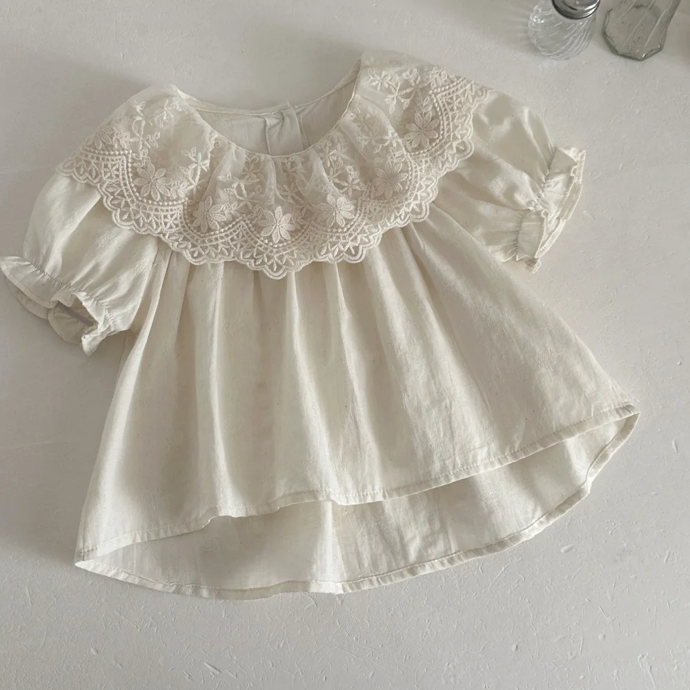 MILANCEL camisa de verano bebé con encaje floral ventilada - imagen 5