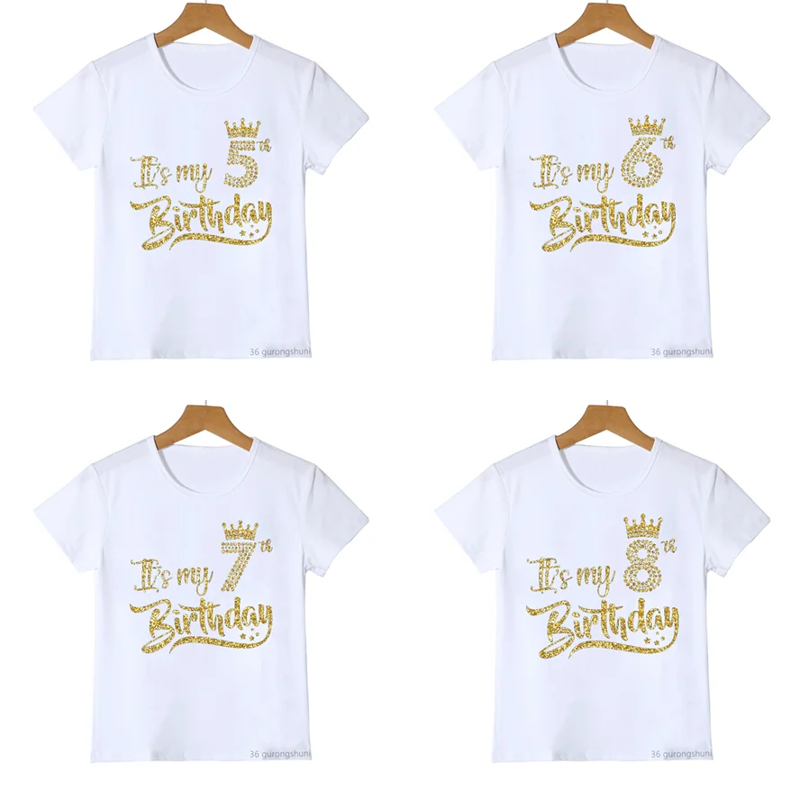 Camiseta cumpleaños niño de algodón con diseño corona estrella - imagen 5