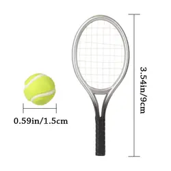 Raqueta de tenis mini con pelota para casa de muñecas