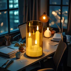 Velas LED sin llama con pantalla acrílica para hogar y eventos
