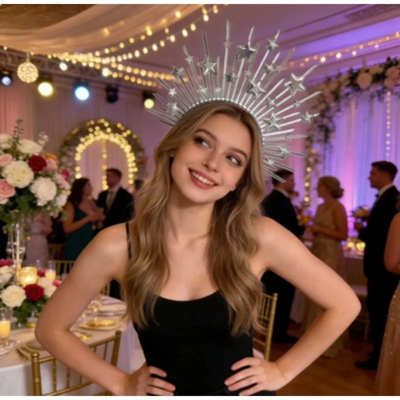 Diadema de estrellas plateadas para cumpleaños