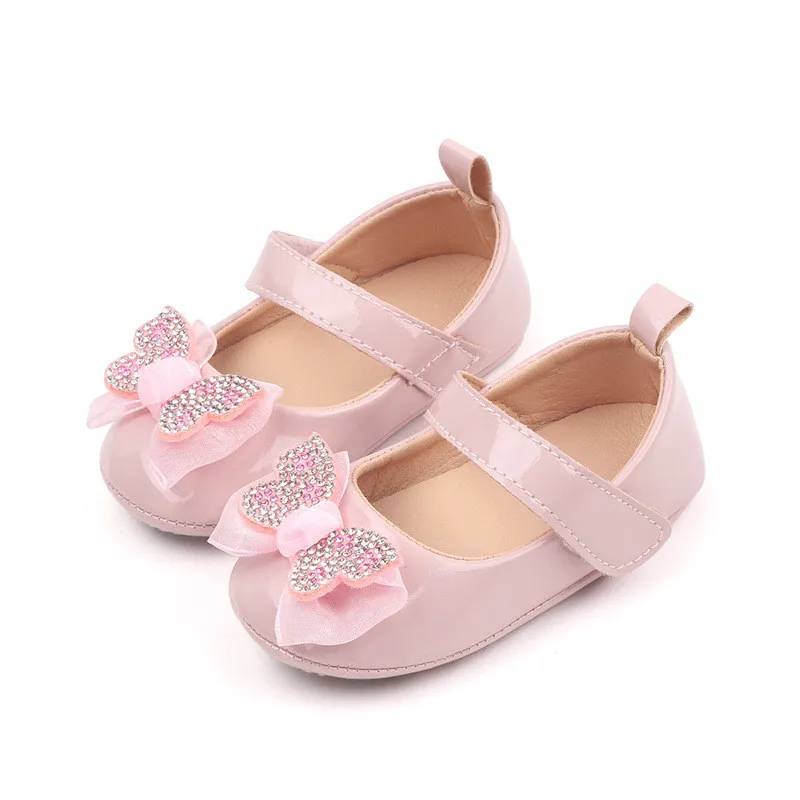 Zapatos primeros pasos de bebé con lazo estilo princesa para niñas