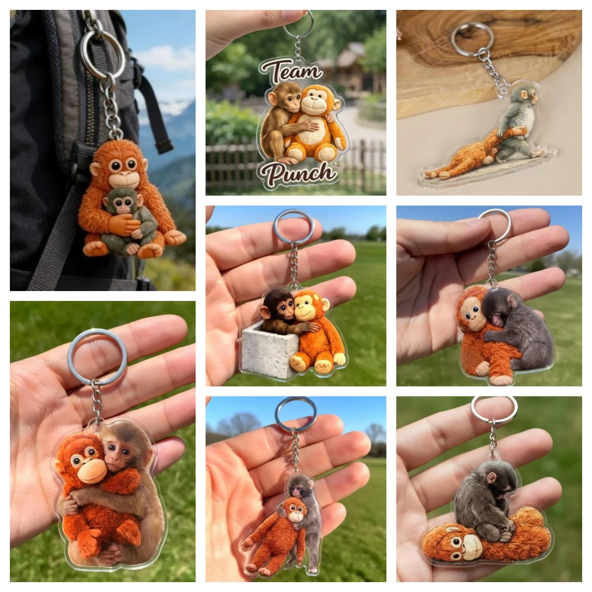 Llavero de acrílico con mono divertido para mochila y llaves - imagen 5