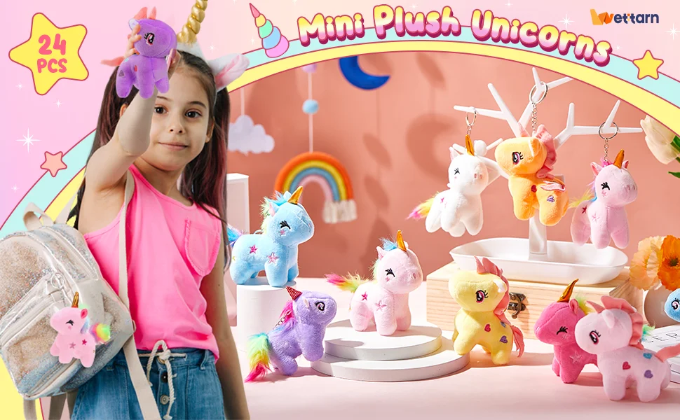 Unicornio de peluche como llavero