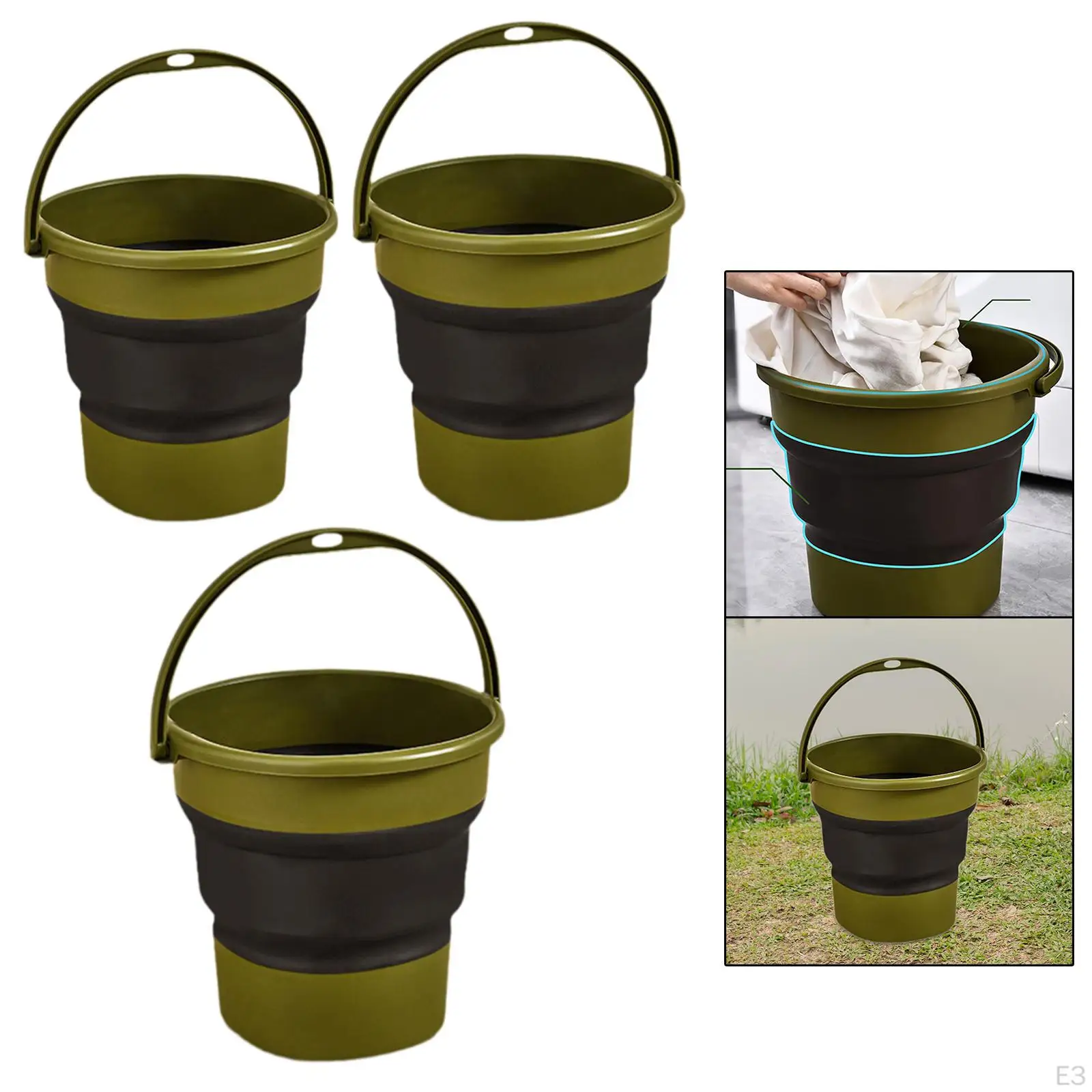 Cubo plegable con asa para playa, camping y pesca - imagen 4