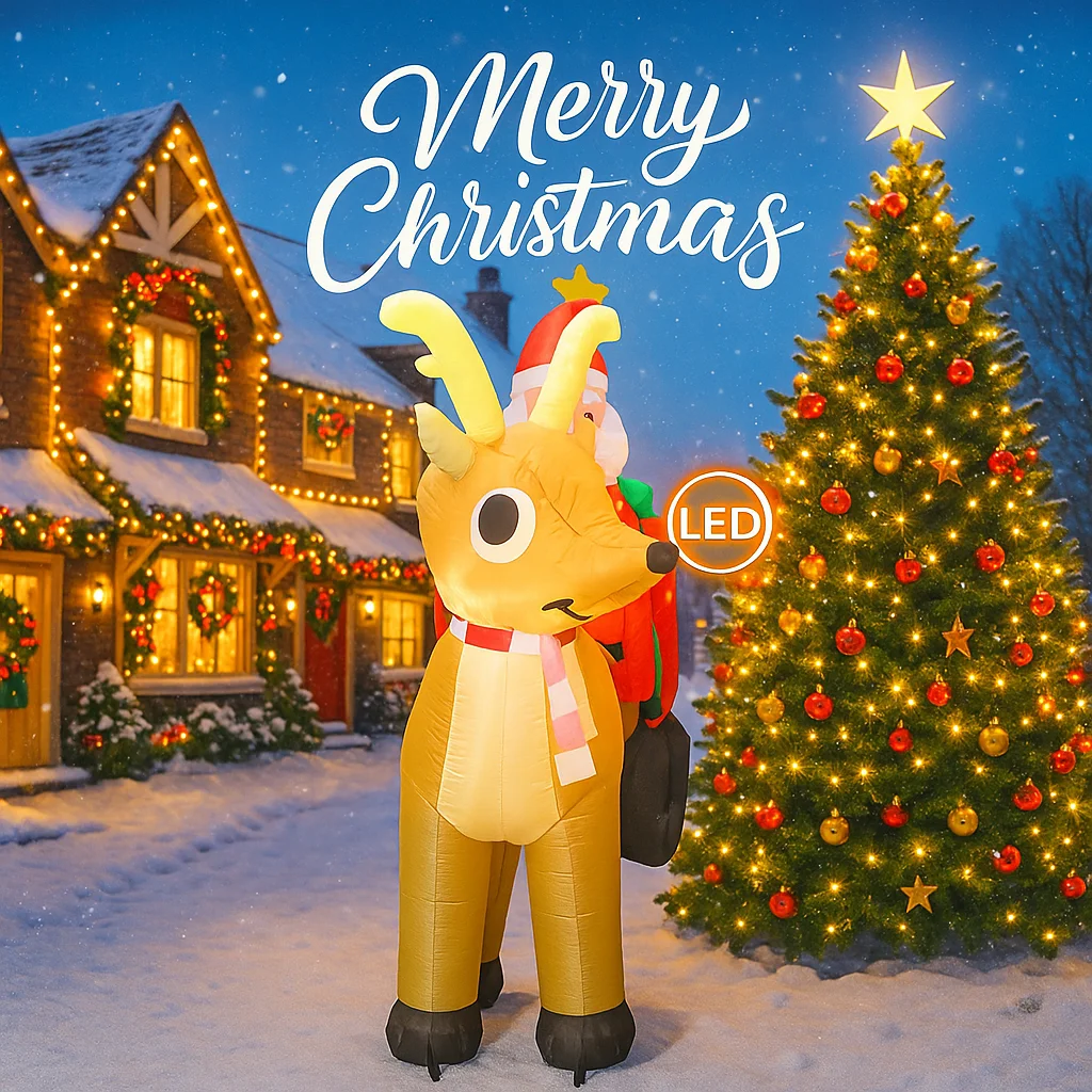 Trineo inflable de Papá Noel con luces LED para Navidad - imagen 4