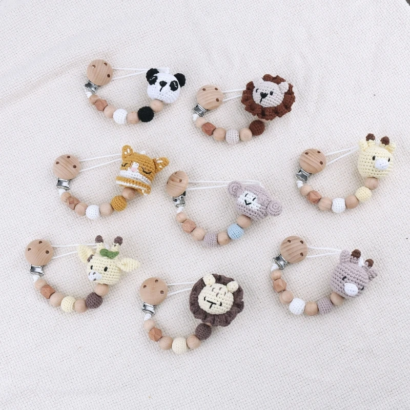 Clips para chupete de madera vintage con cuentas animales bonitas - imagen 4