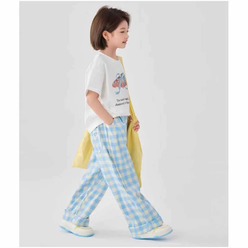 Pantalones niña azules de verano rectos pernera ancha - imagen 3