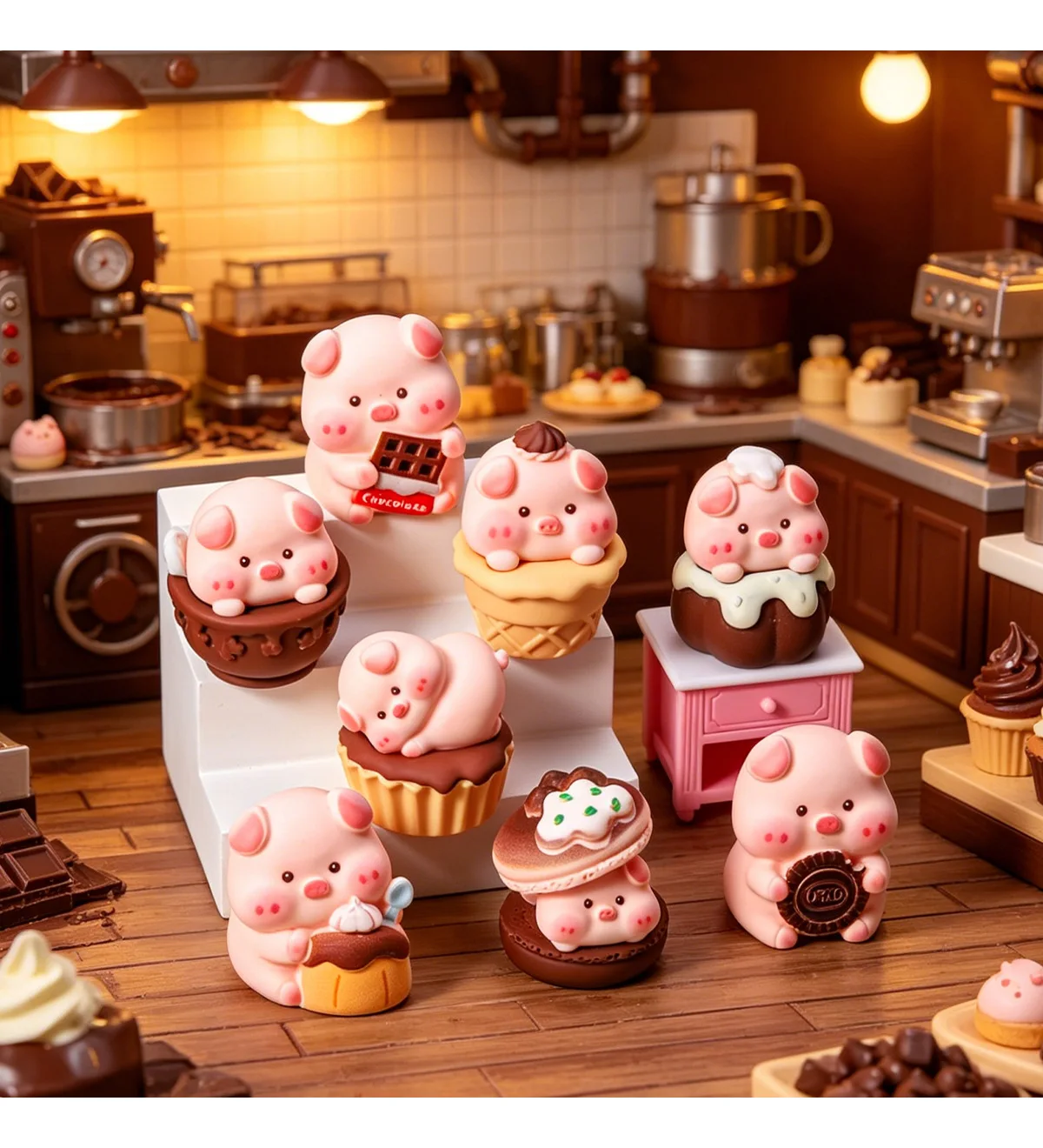 Figuras cerdo chocolate mini para adornos de escritorio y regalos - imagen 5