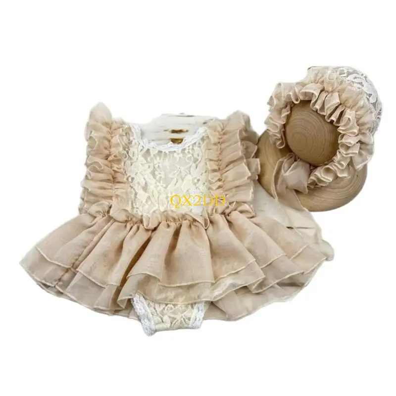 Vestido de encaje suave para bebé recién nacido – Elegante fotografía - imagen 4