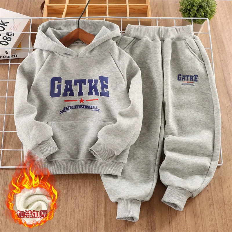 Conjunto de invierno para niños de lana con sudadera y capucha