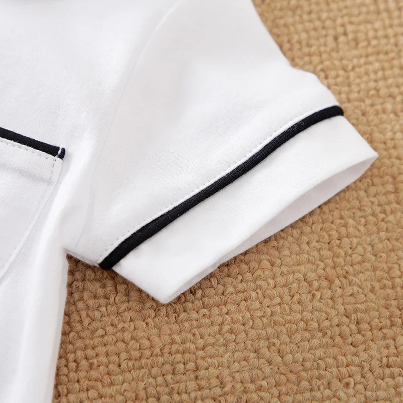 Pijama mono de algodón blanco, manga corta, para recién nacidos - imagen 4