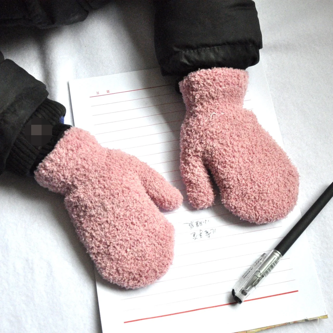 Manoplas cálidas de invierno para niños y niñas color sólido - imagen 5
