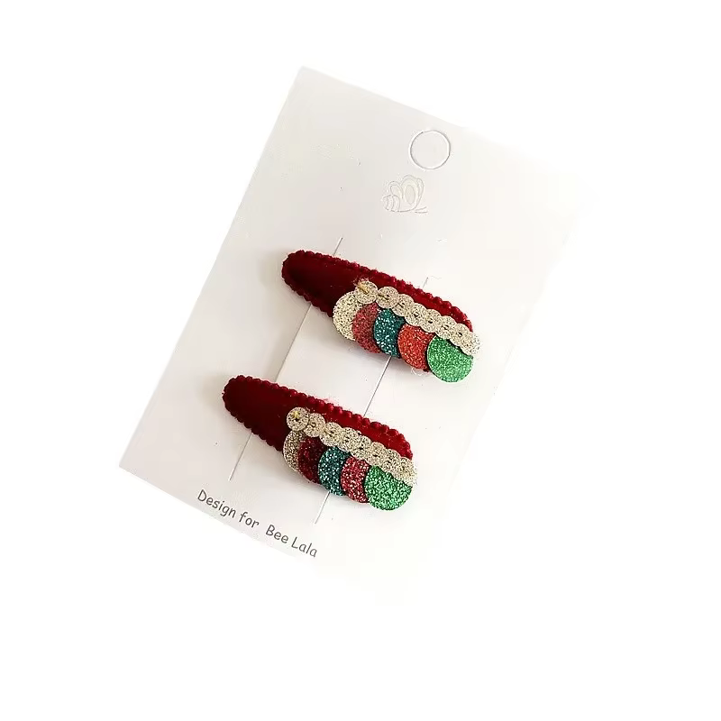 Pinzas para el pelo de bebé rojas - navideñas con lazo elegante