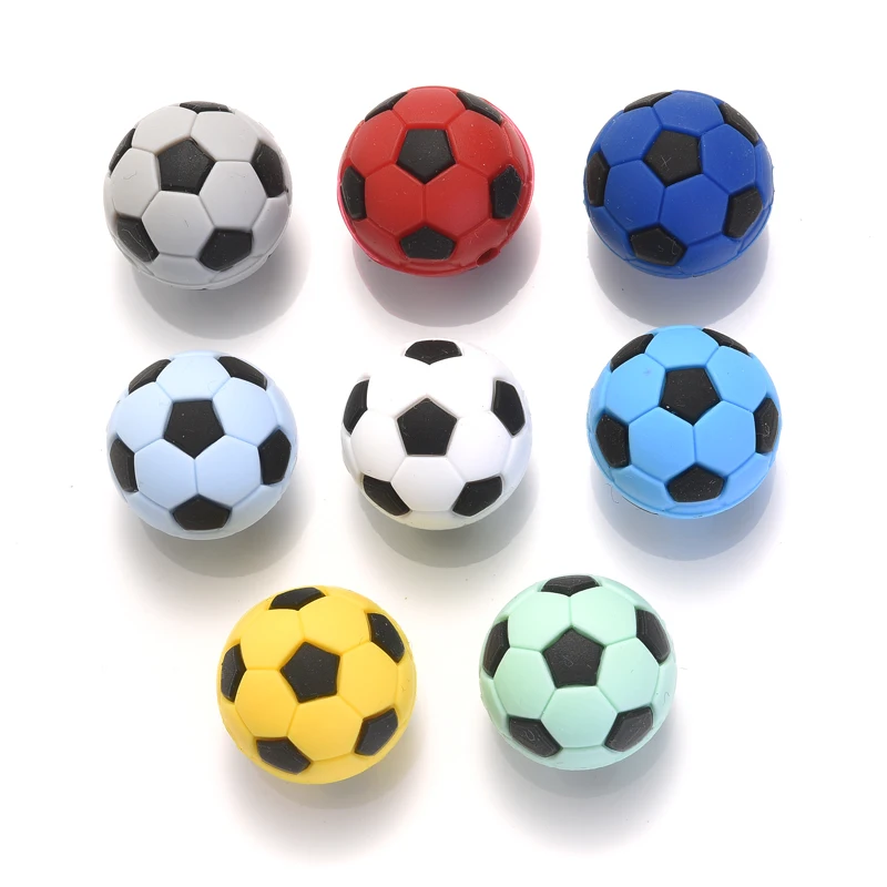 Cuentas de silicona estilo balón de fútbol 19mm
