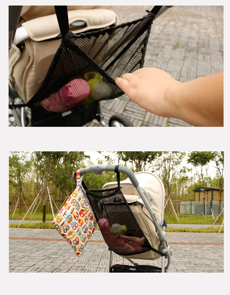 Organizador de malla para cochecito DANIVIVI con vista frontal del compartimento principal