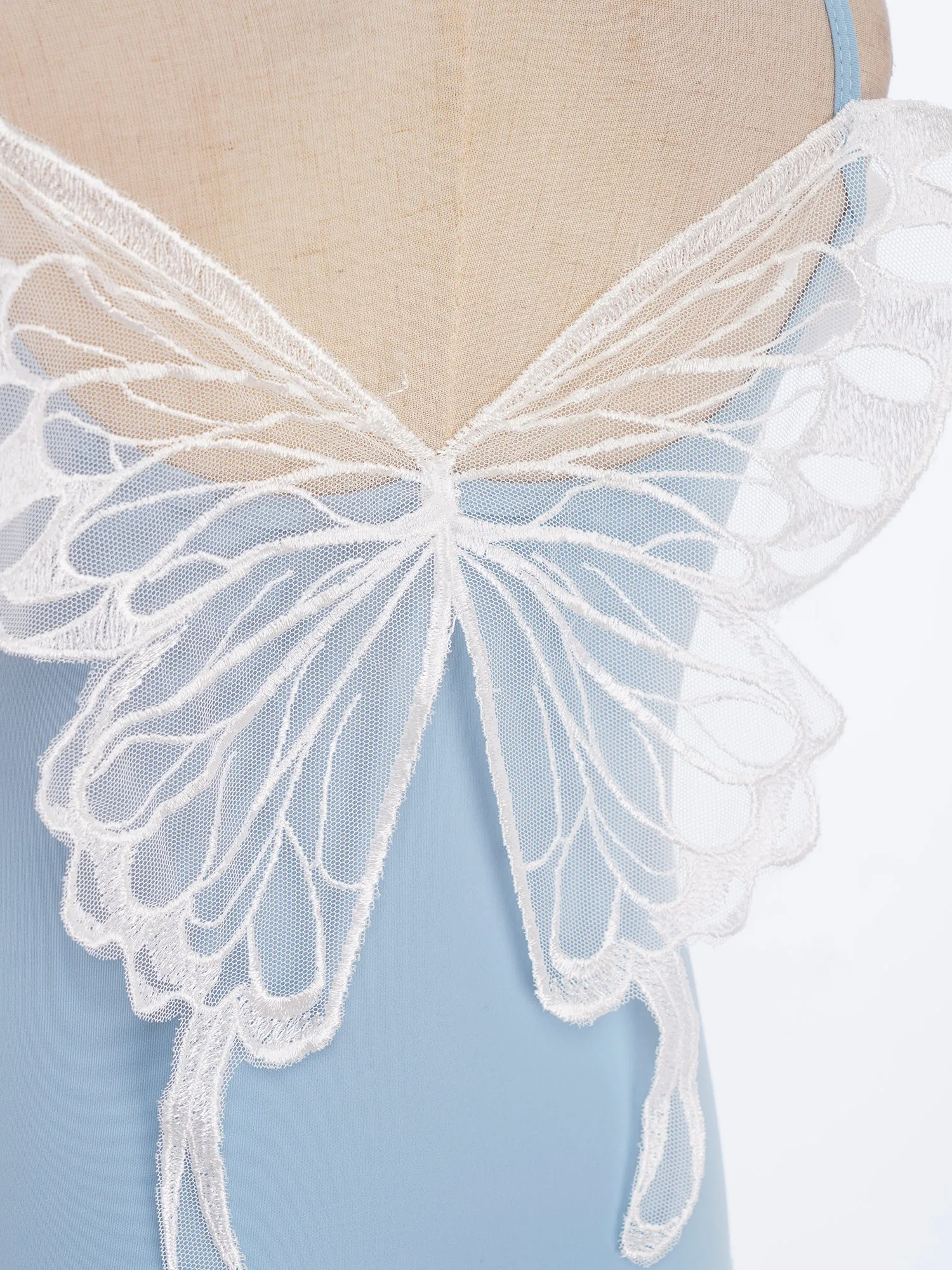 Leotardo ballet malla con espalda mariposa para niñas
