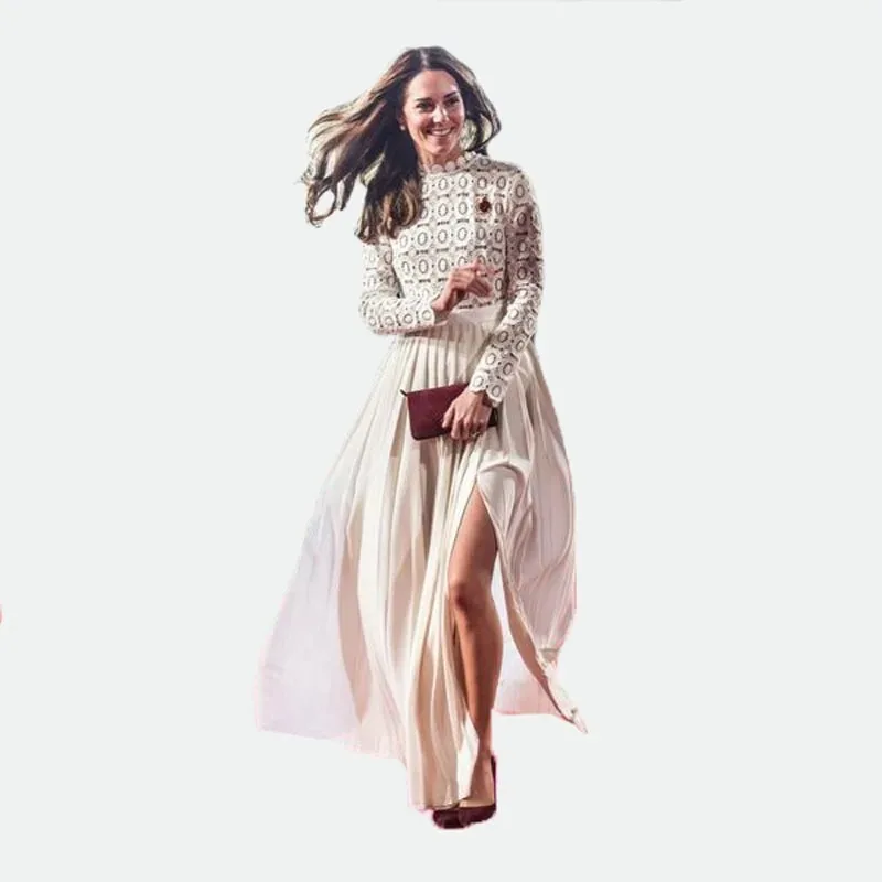 Vestido de maternidad en lino maxi plisado para fotos con abertura - imagen 5