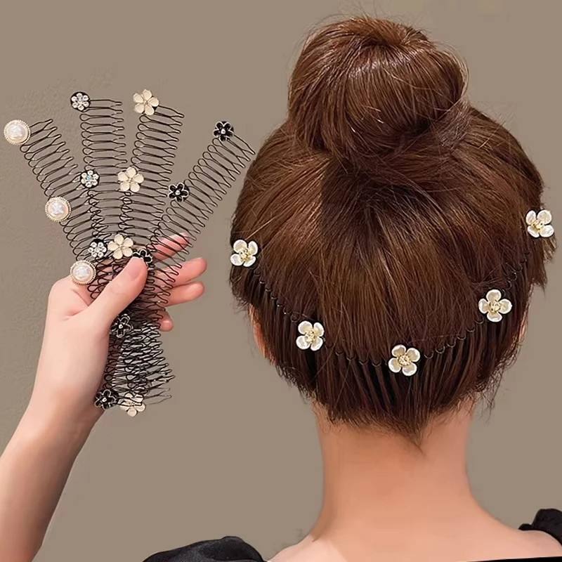 Horquillas de perlas para niña con peine largo y diadema