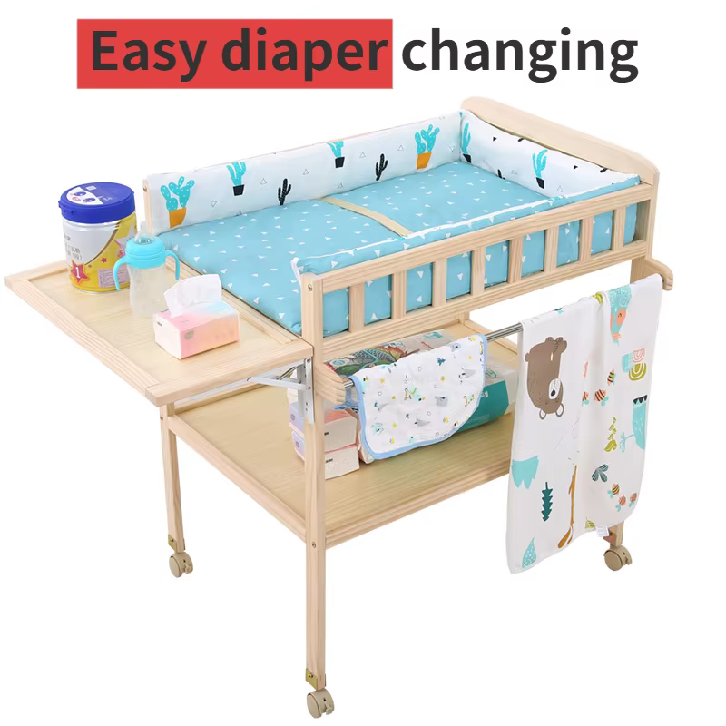 Mesa de cambios para bebé multifuncional en madera maciza con moisés - imagen 5