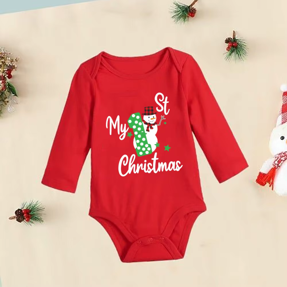 Body pertama Navidad rouge coton manche longue unisex – Vêtements bébé - imagen 4