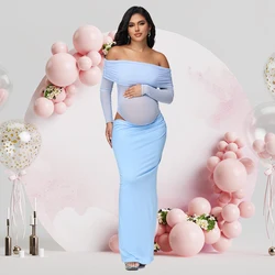 Vestido de maternidad mesh para fotos – Escote descubierto para Baby Shower
