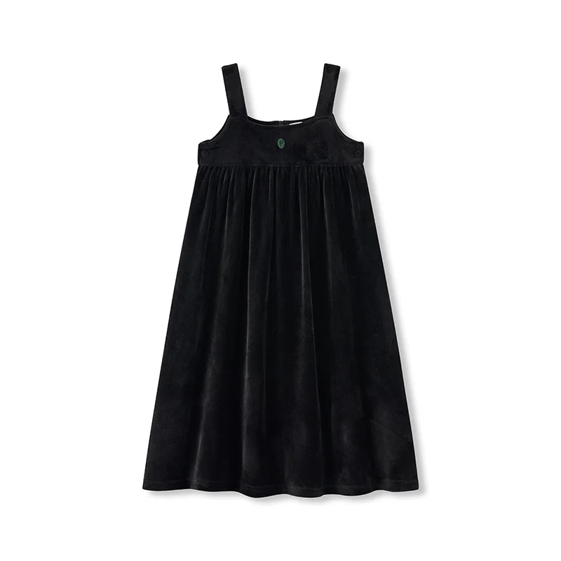 Conjunto top y pantalon en terciopelo negro para ninos Otono