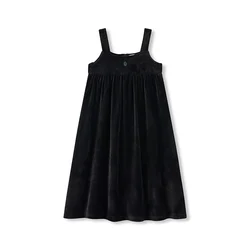 Conjunto top y pantalon en terciopelo negro para ninos Otono