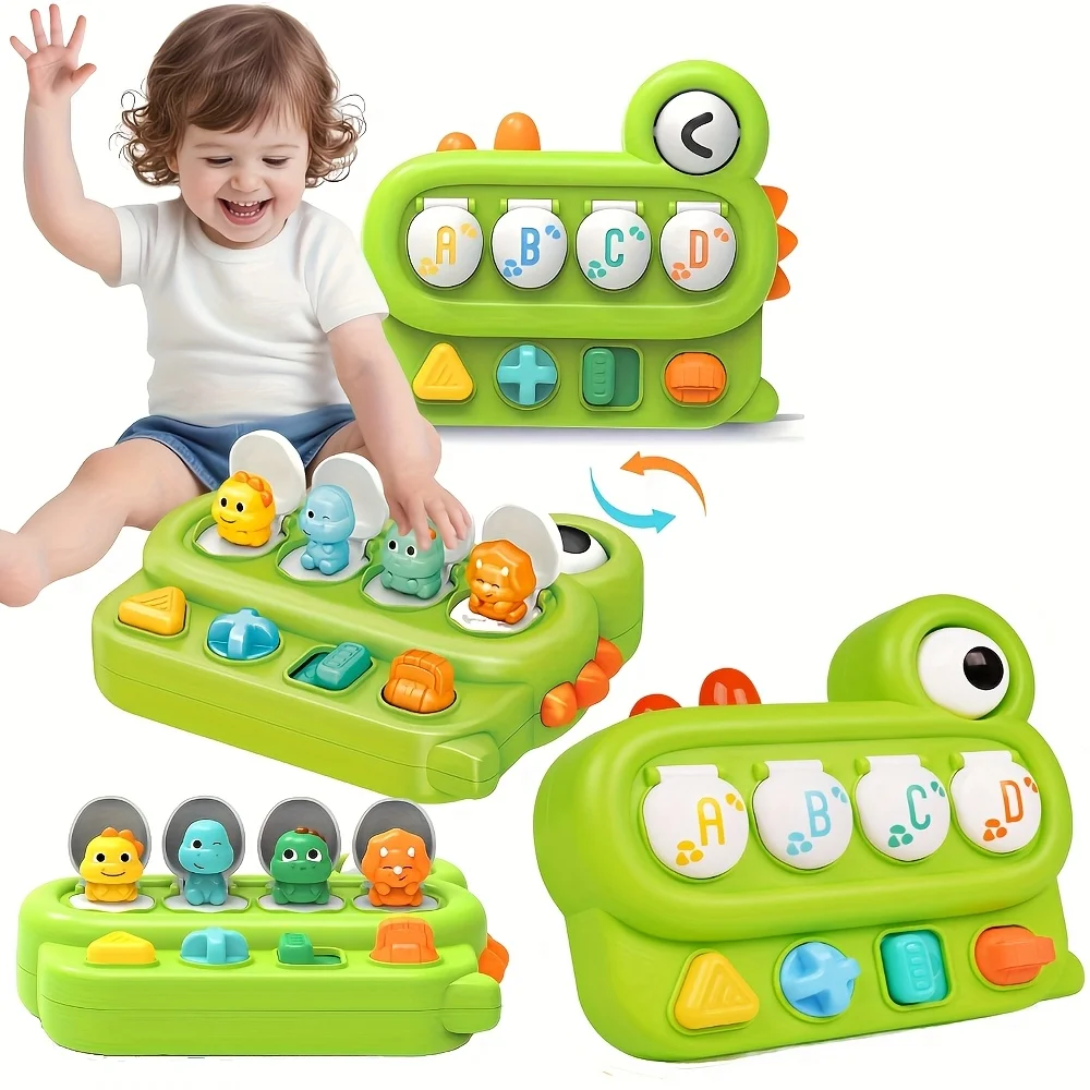 Rompecabezas infantil de dinosaurio Peekaboo verde
