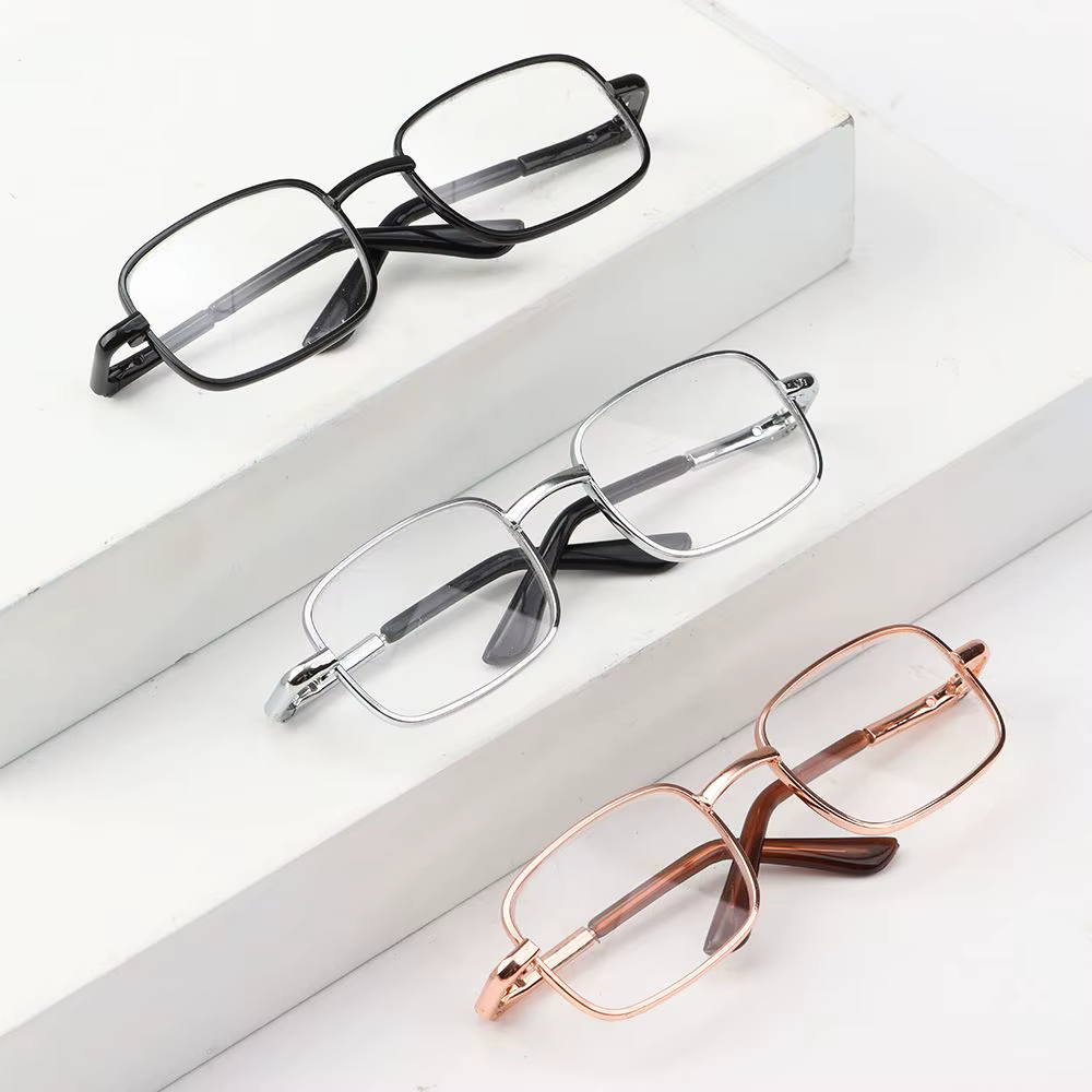 Gafas rectangulares de metal dorado para muñecas