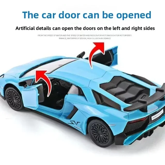 Coche de carreras azul con detalles en metal