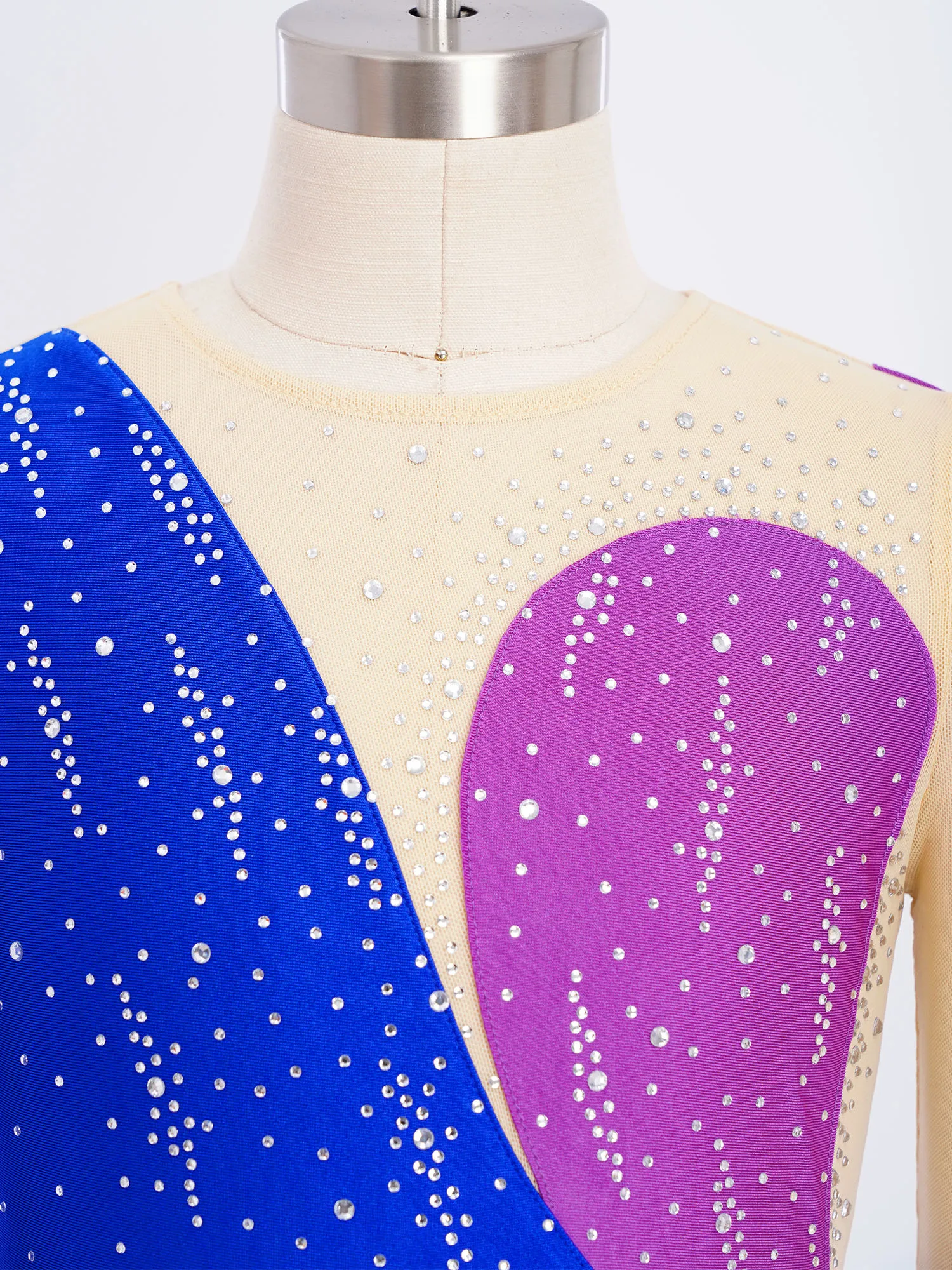 Maillot de gimnasia artística para niñas con pedrería y mangas largas - imagen 4