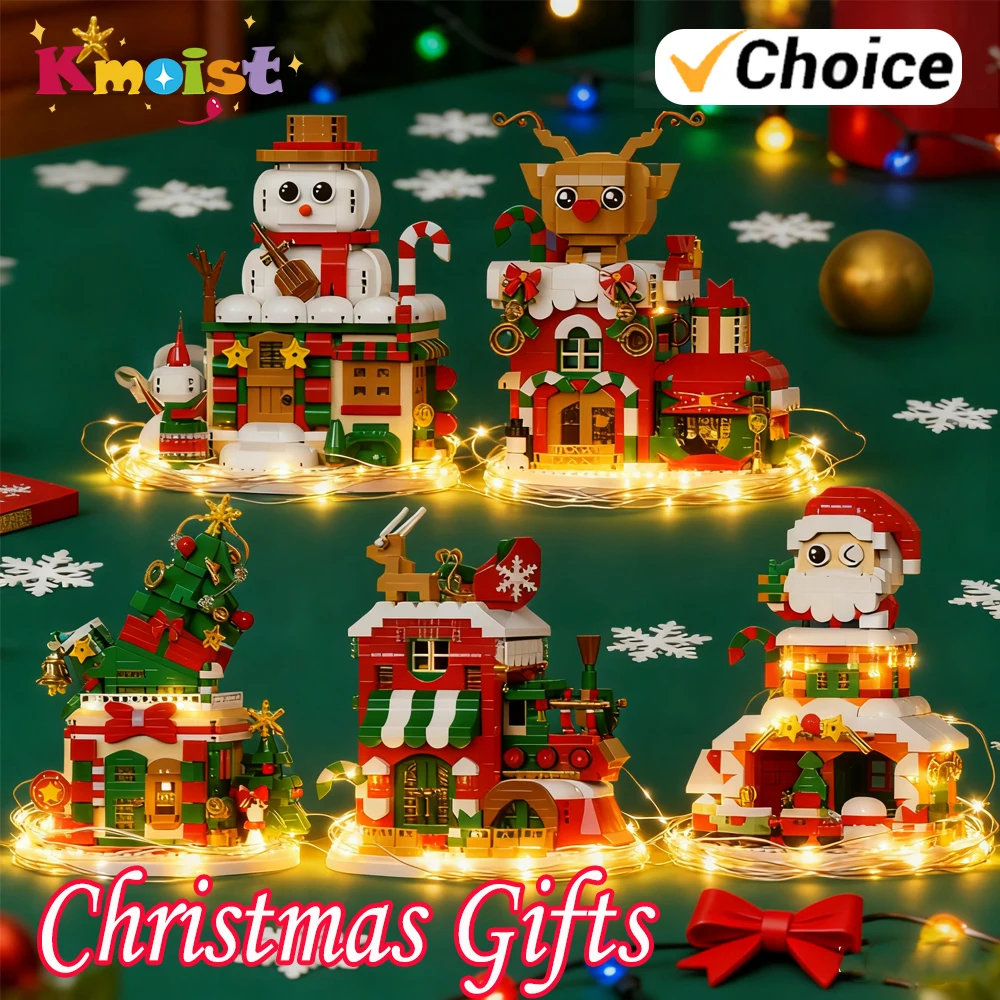 Bloques de construcción de invierno con mini figuras, luces - imagen 5