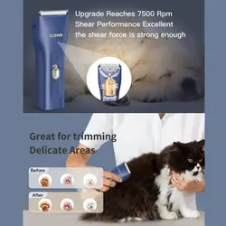 Cortapelos silencioso impermeable recargable USB para mascotas