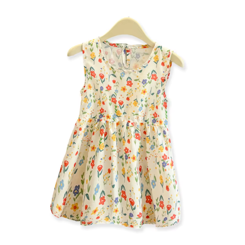 Vestido de princesa con estampado floral para niñas – Verano - imagen 4