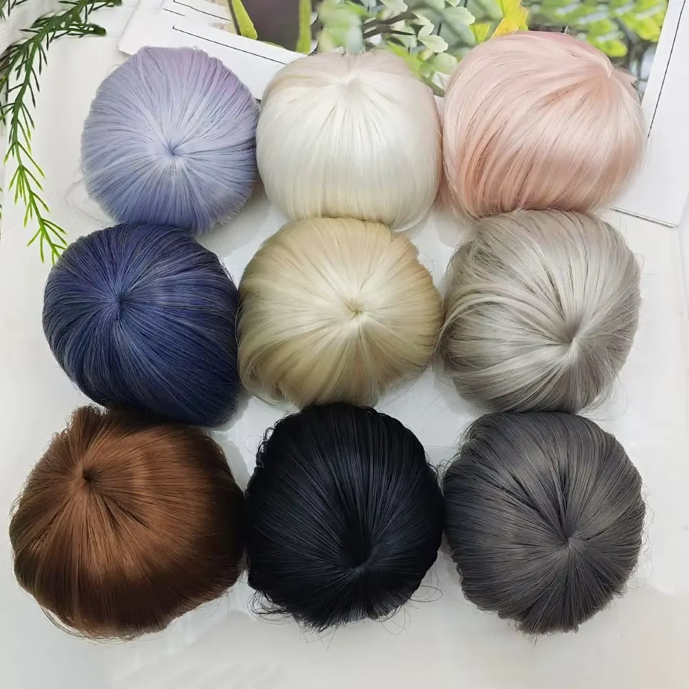 Peluca para muñeca BJD/SD multicolor pelo corto liso fibra resistente