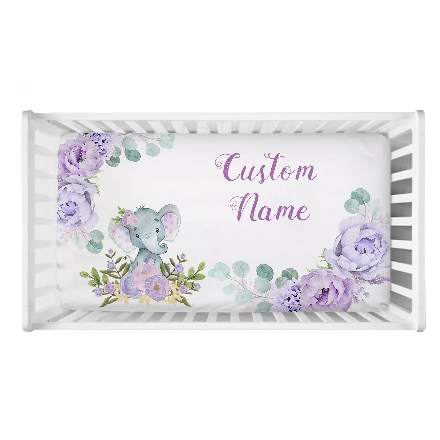 LVYZIHO Juego de Cama para Cuna Personalizable Flores y Elefantes - imagen 4