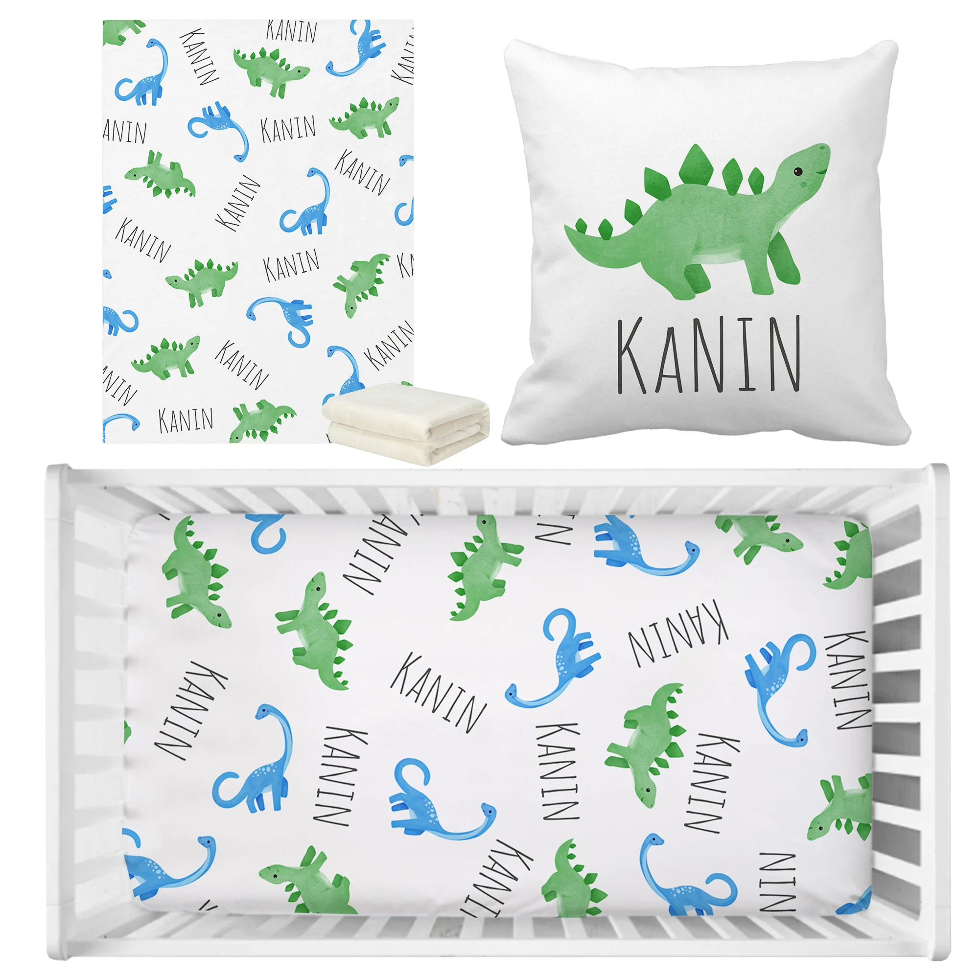 Juego de cuna infantil con dinosaurios – Personalizado para baby shower - imagen 2