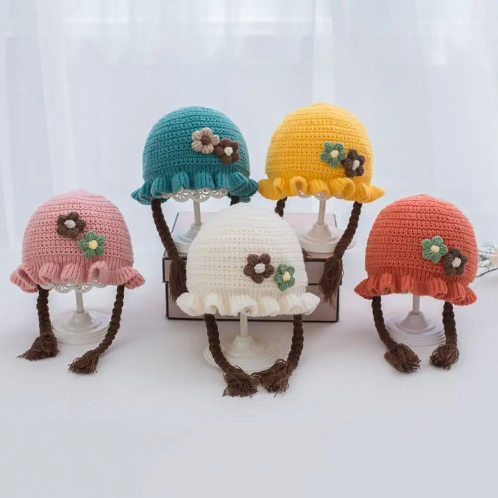 Gorro de lana invernal con flores para bebé y niño - imagen 4