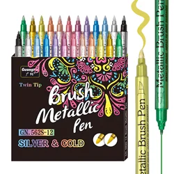 Rotuladores acrílicos metálicos de doble punta para niños – 12 colores