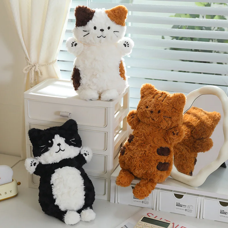 Peluche gatito tricolor negro y marrón, suave para regalo - imagen 5