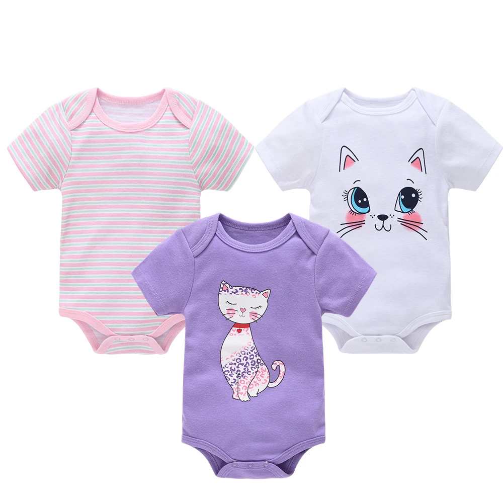 Mono de algodón con estampado de gato para bebé niña verano – Kavkas - imagen 2