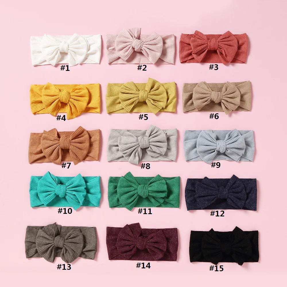 Diadema turbante para bebé con lazo tejido y elástica suave - imagen 3