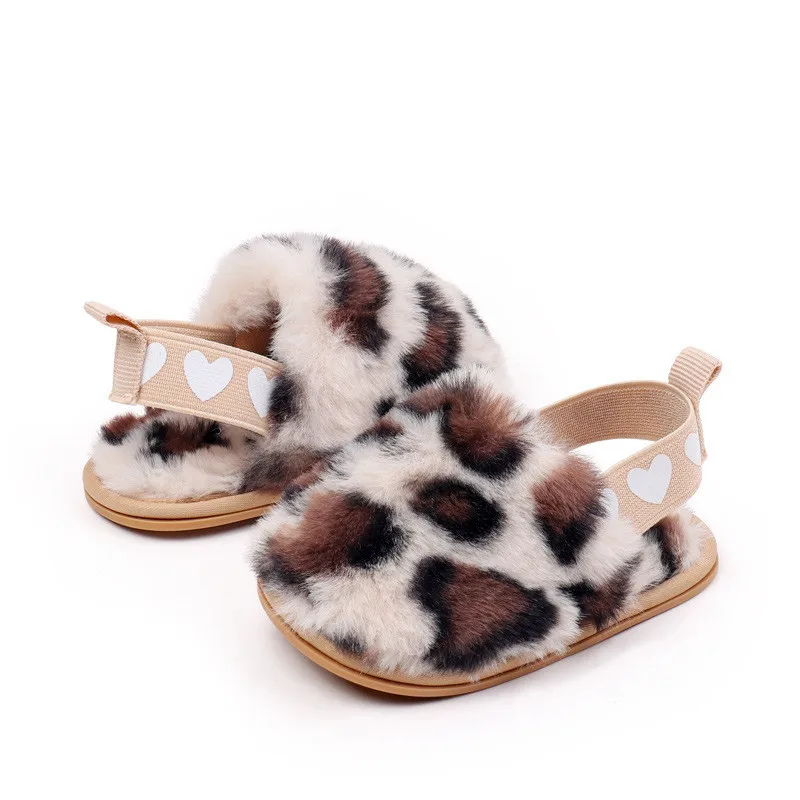 Zapatillas de felpa antideslizantes de leopardo para bebé invierno - imagen 3