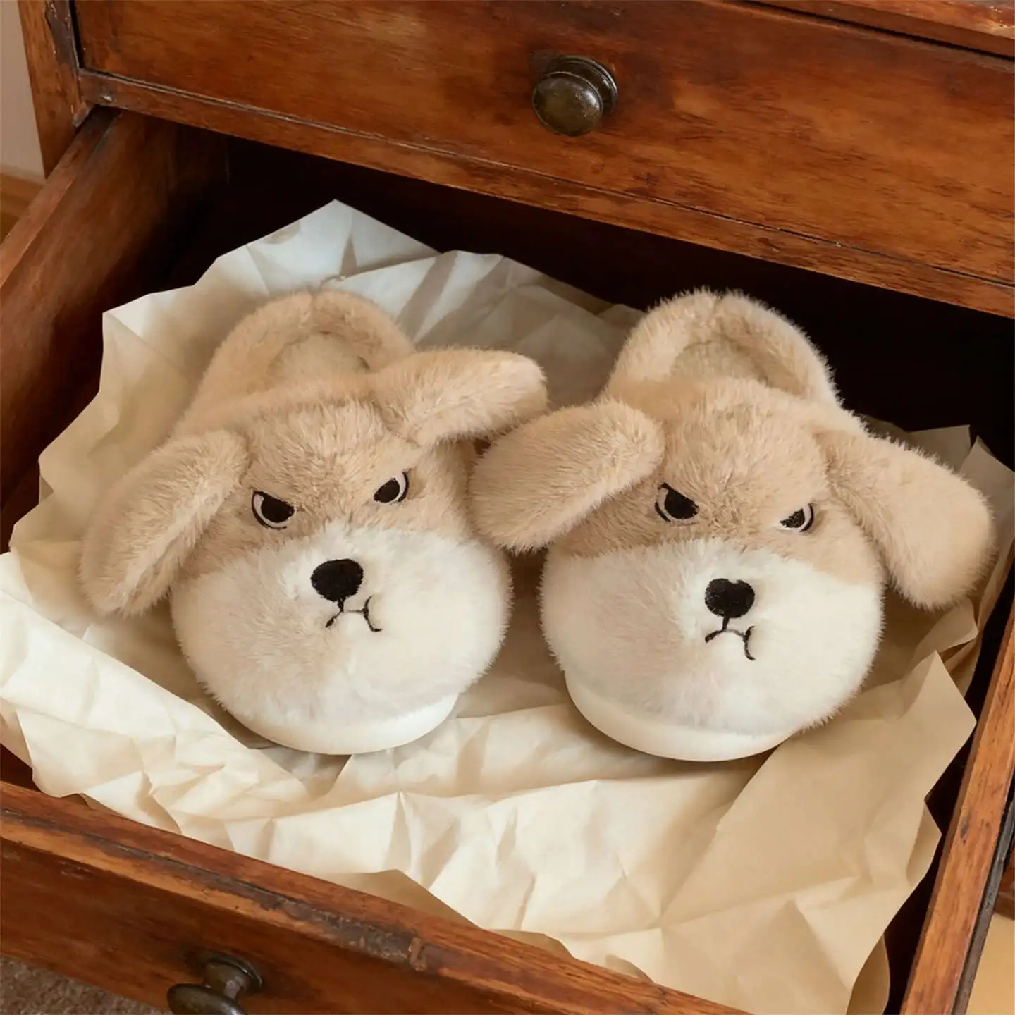 Pantuflas felpa orejas de perro para niños - imagen 4