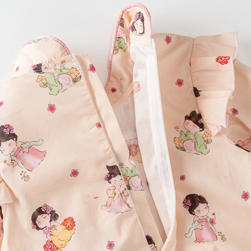Vestido de bebé manga larga de algodón estampado estilo princesa - imagen 4