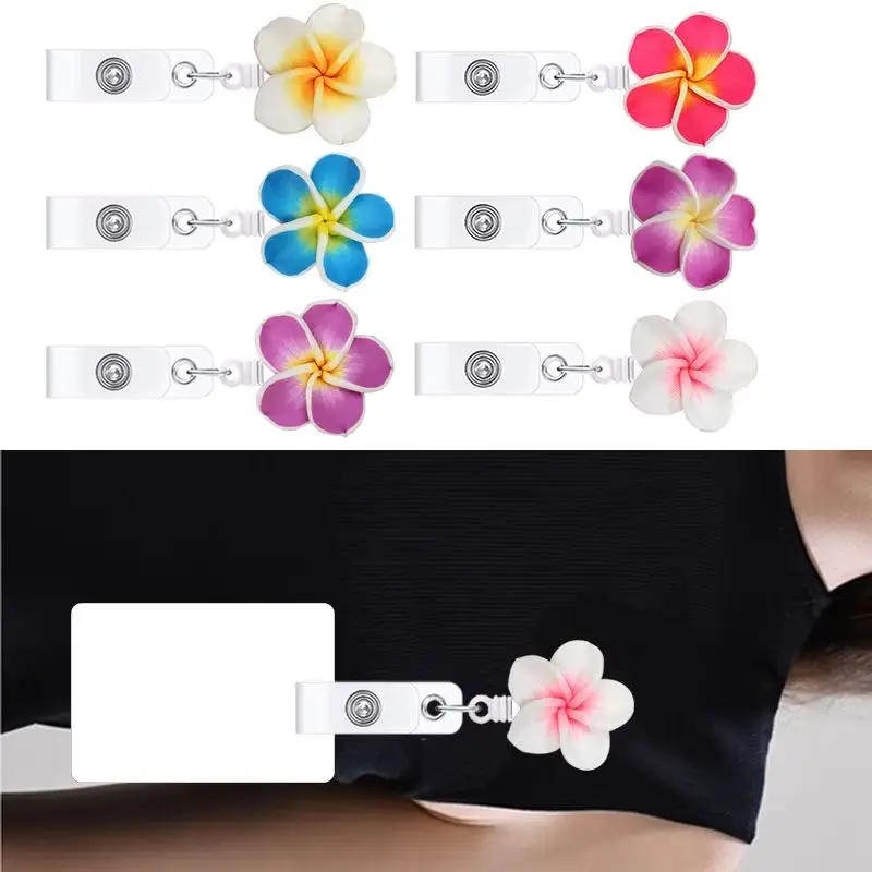 Portacarnet retráctil con clip y motivo de flor para tarjeta - imagen 4