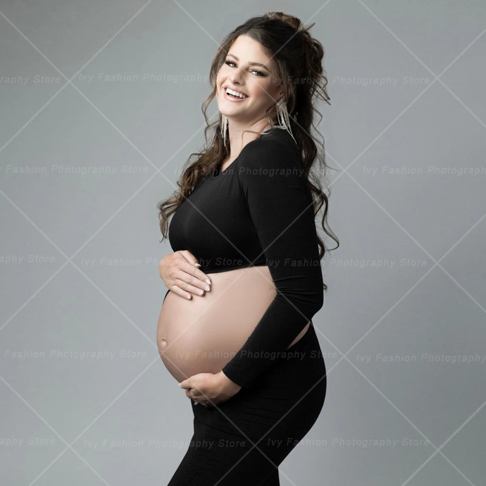 Vestido de maternidad para fotos con tejido elástico y ajuste - imagen 2
